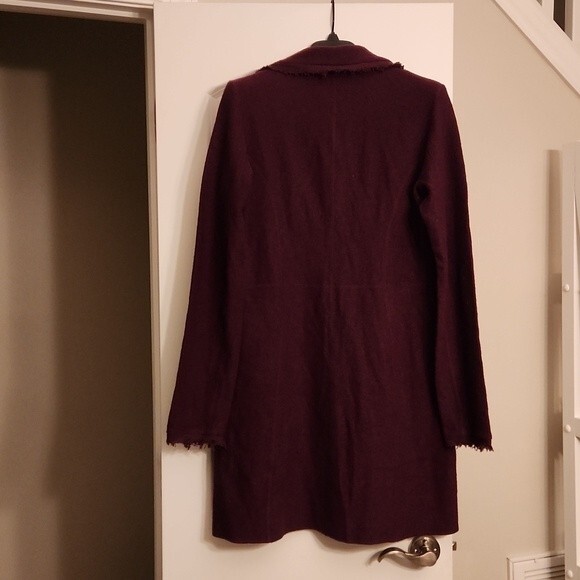 Karl Lagerfeld Paris Long Boiled Wool Jacket Coat in Raisin Purple Size S NWT! - Picture 11 of 11